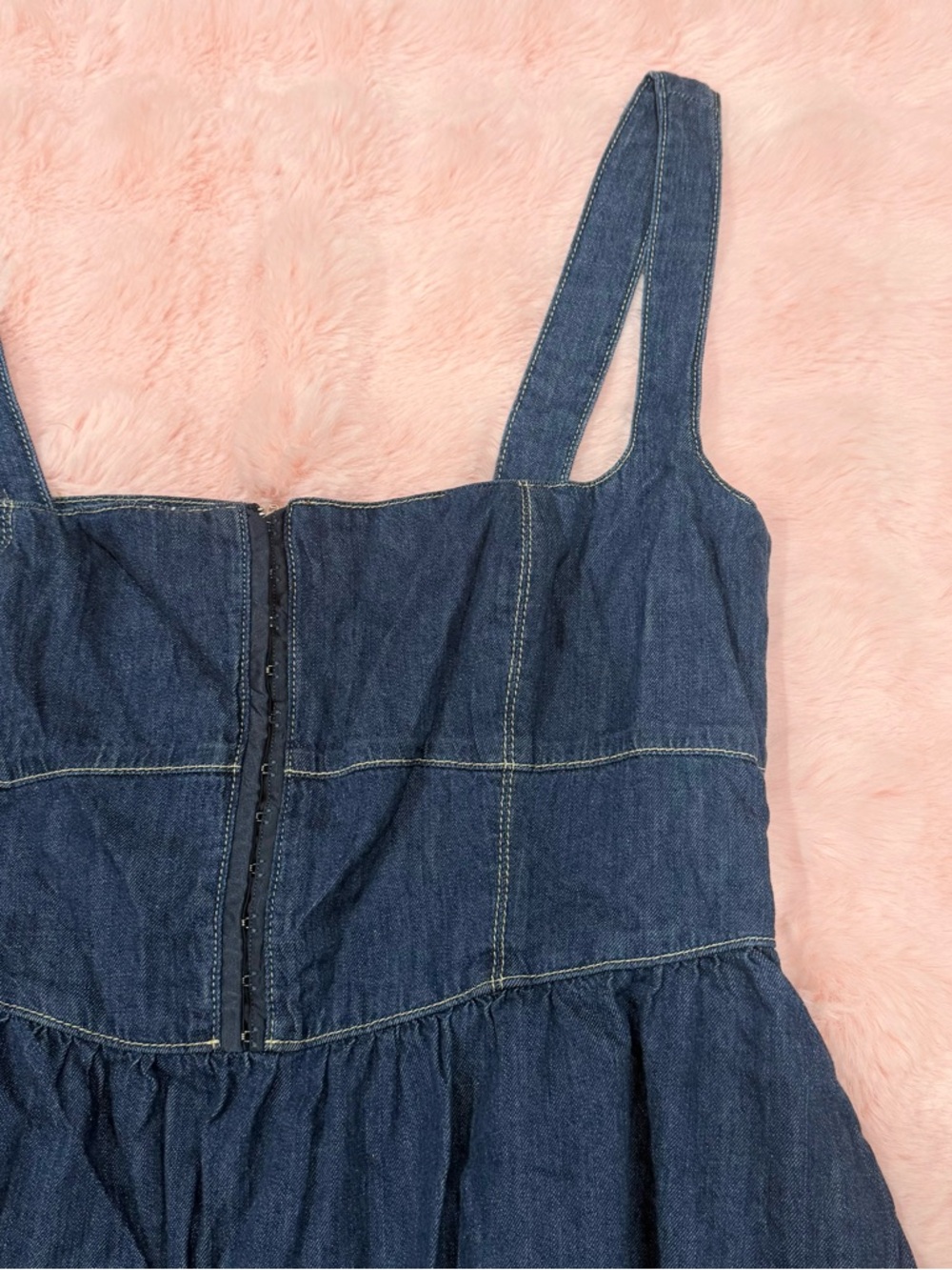 Reformation Tagliatelle Denim Midi Sleeveless Dress - Picture 5 of 7
